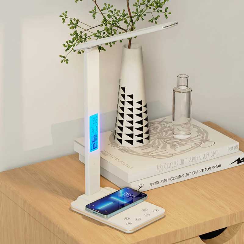 Folding Reading Desk Lamp USB PlugIn Desk Lamp 15W Wireless Mobile Phone Charging With Time Bedroom Office Eye Protection Light C251115