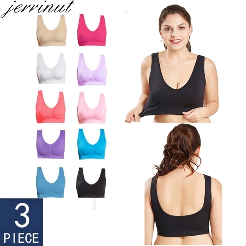Jerrinut Drop VIP 3PCS/lot Plus Size Bras For Women Seamless Bra Cotton Sports Sleep Active Bralette Women Padded Bra 211217