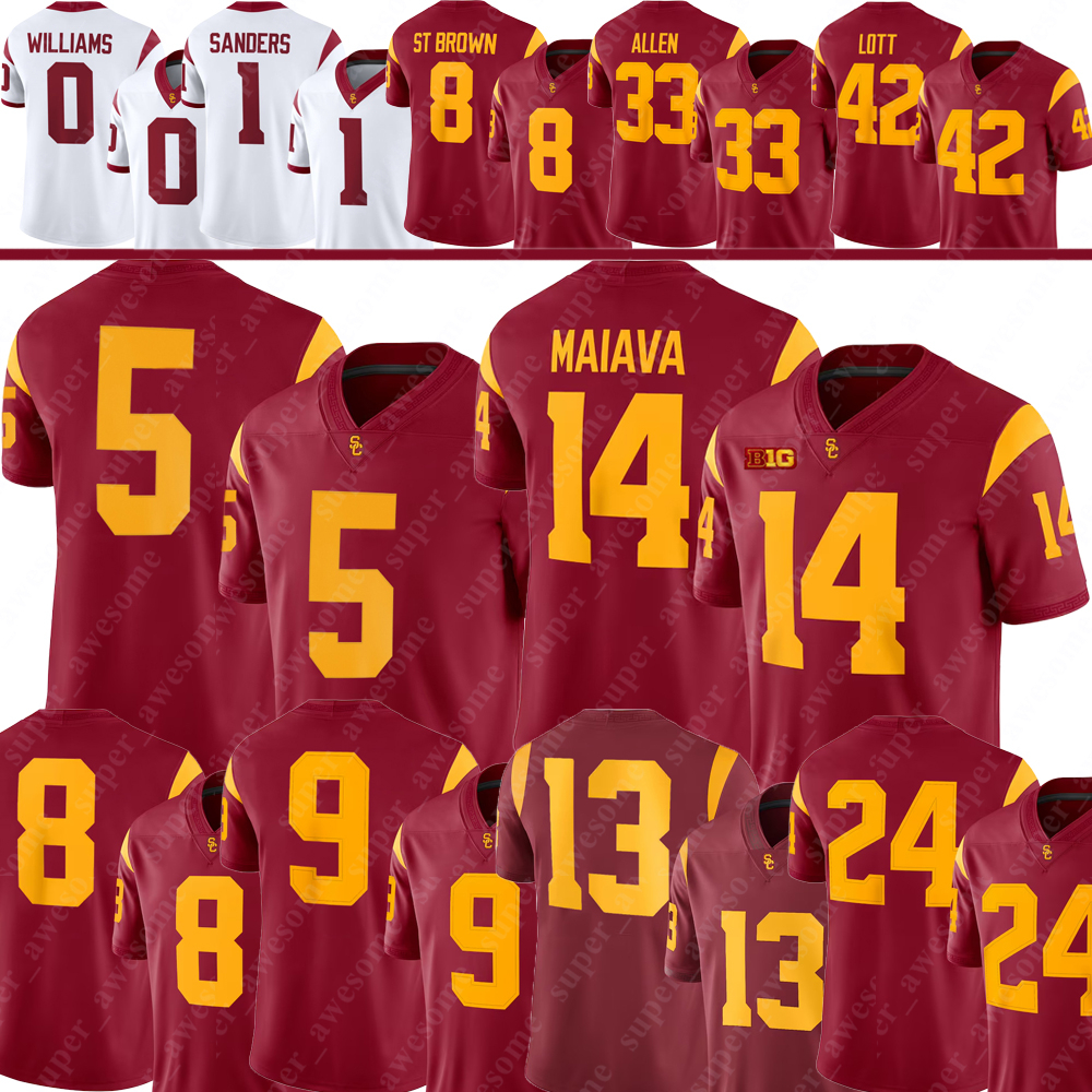 USC Trojans Football Jersey Jayden Maiava Husan Longstreet Makai Lemon JaKobi Lane Reggie Bush Caleb Williams Troy Polamalu Junior Seau Amon-Ra St Brown Matt Leinart