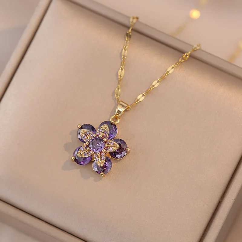 Wen Yupsk Sweet Crystal Petal Zircon Flower For Pendant Necklace Elegant Gold Color Collaone Chain Wedding Party Jewelry S250924 ccx