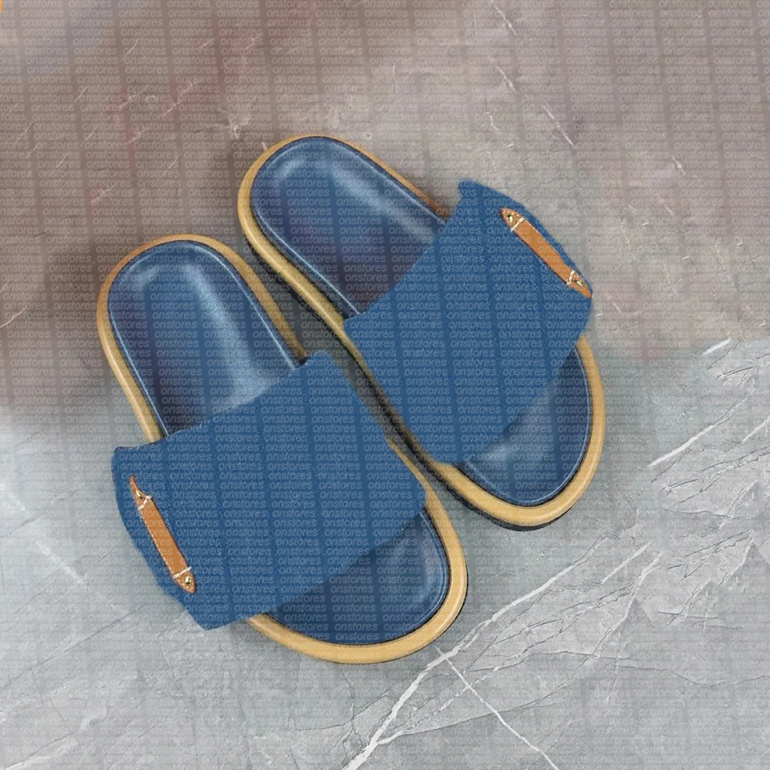 Designer shoes Slipper Slides Pool Pillow Men Sandals Women Platform Slipper Classic Brand Summer Scuffs Flat Comfort Mule Denim Embossed Slide Soft Sandal 09