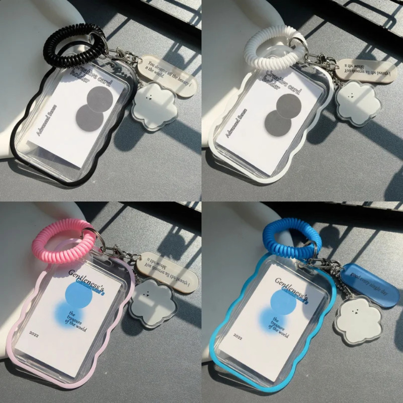 A simple ID card holder with a drawstring Korean Kpop po cover transparent and visible protector 240820