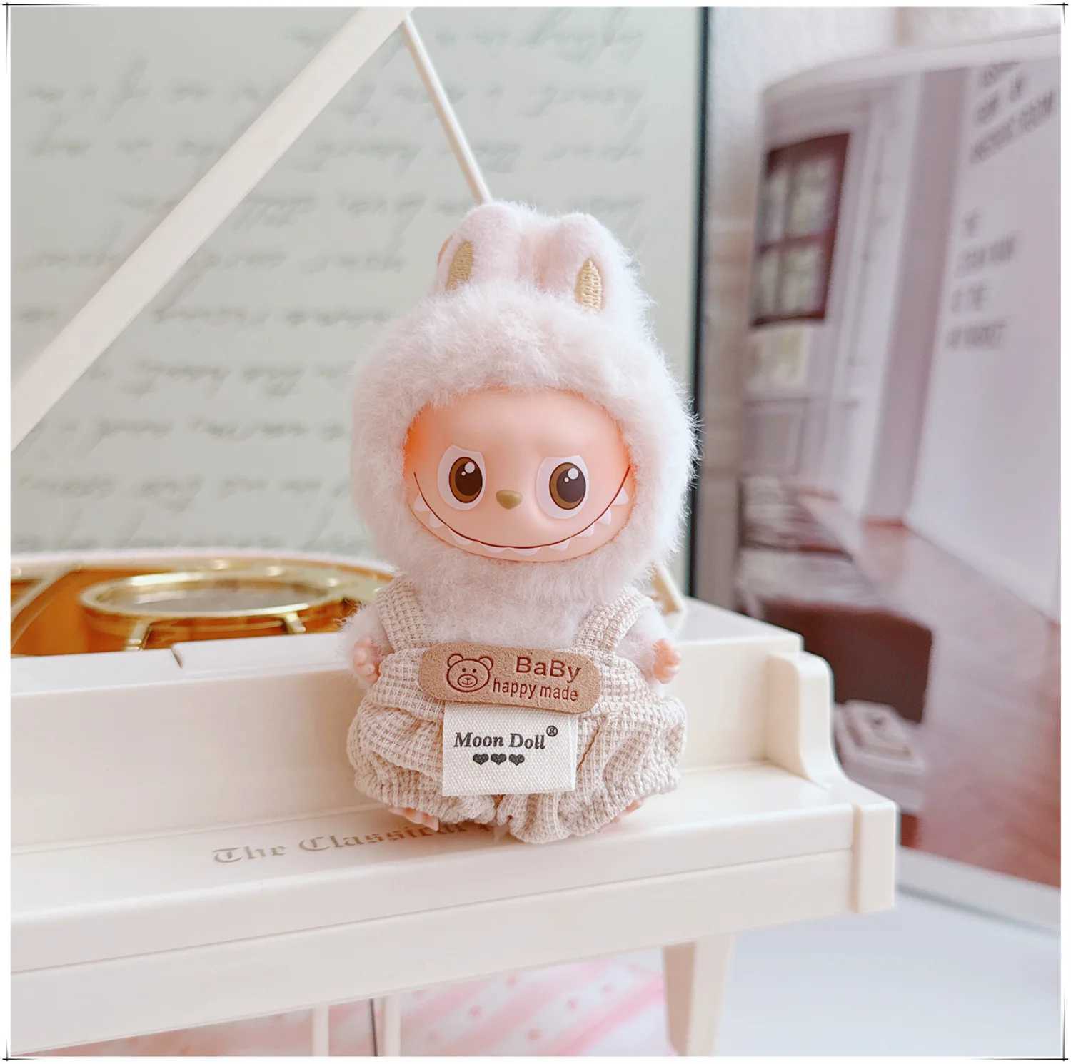 10cm Mini Labubu 40 Doll Clothes 4thGen Labubu Baby Happy Made Bib Pants for Mini Labubu C250924