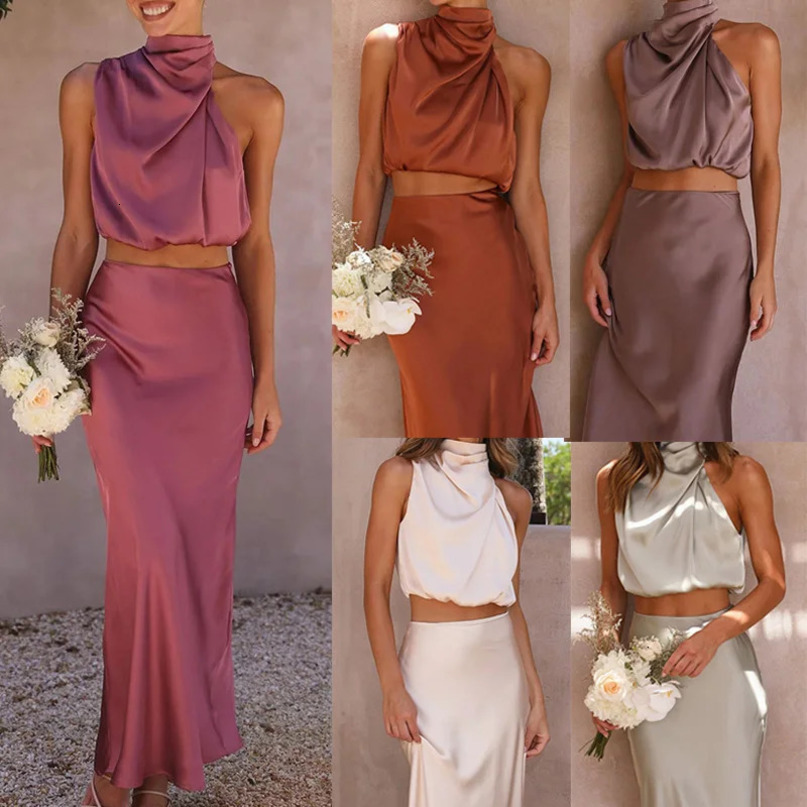 2 piece Skirt Set Women Summer Fashion Sleeveless Short pullovers Long wasit Aline Zipper Female Suit 240423