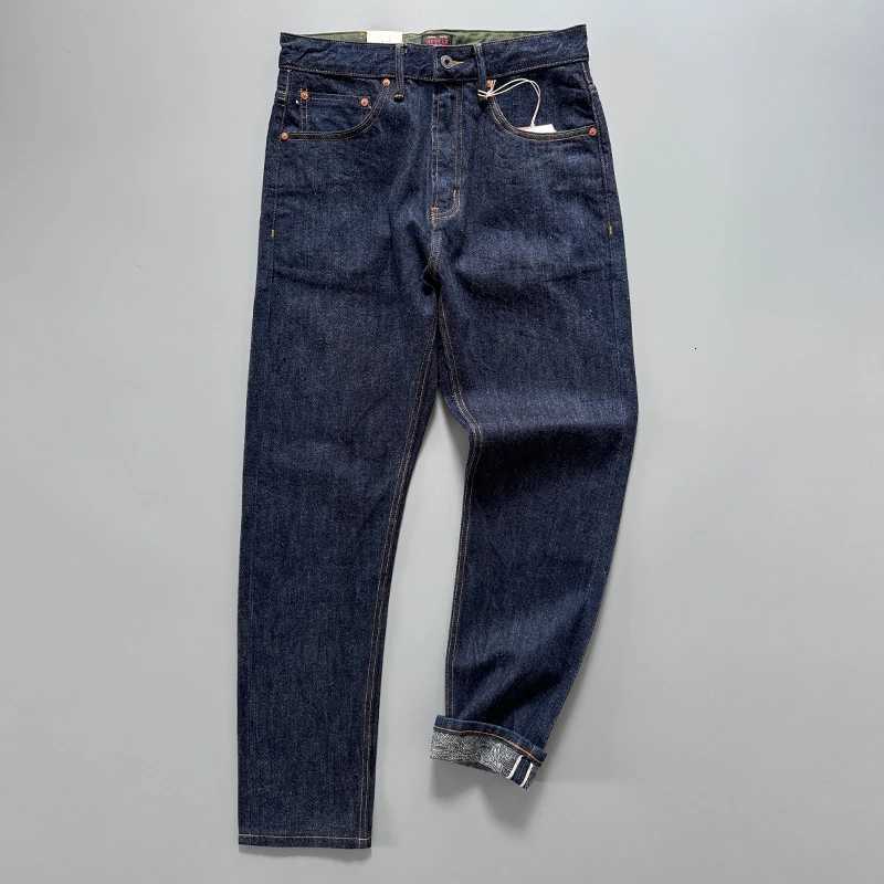 14oz Raw Selvedge Denim Jeans for Men Tapered Straight Indigo Washed 100 Cotton Pants with Back Paris buckle American Vintage X250924