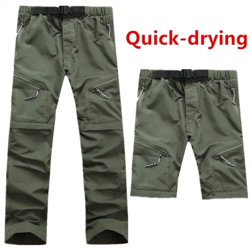 Camping Summer Hiking Fishing Mens quick-drying Leisure Travel active Removable hiking Waterproof Outdoor Sports pants 240812