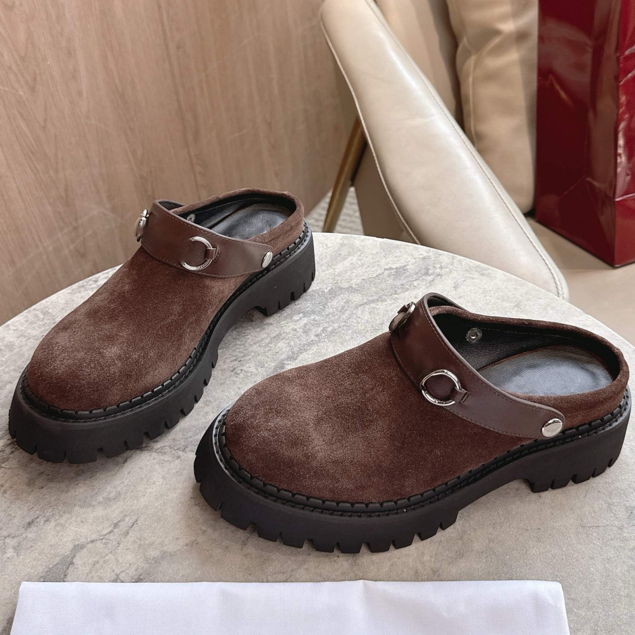 (Order by pic in opt, not by desc) Women's Chain Decor Platform Loafers - Chunky Heel Slip-On Loafers Fashionable Office & Casual Shoes