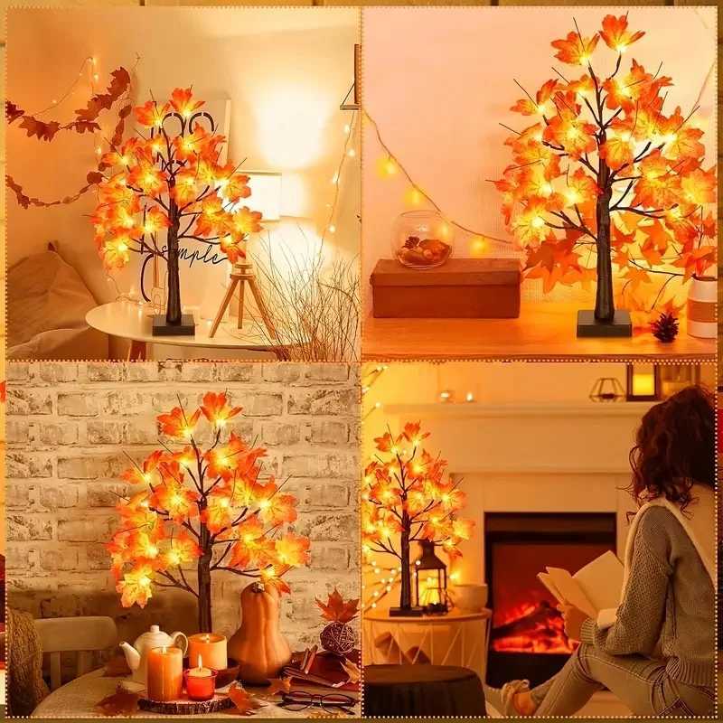 1pc 24 LED Artificial Black Birch Tree Light DIY Branches Table Lamp For Fall Gifts Home Bedroom Holiday Party Halloween Decor C251115