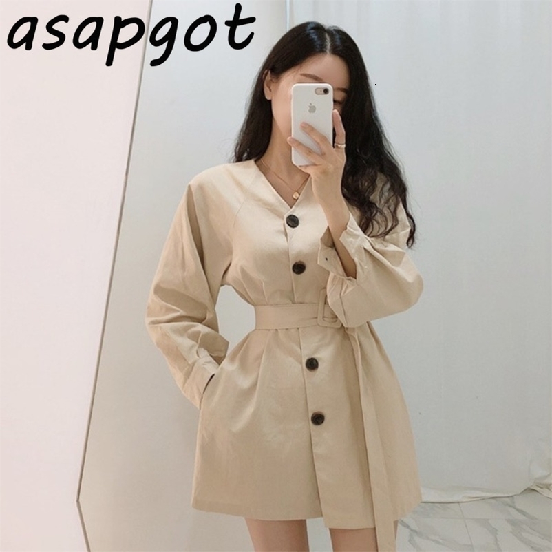 Dresses Spring Lace Up Waist V Neck Casual Single-breasted Dress Women Mini Lantern Sleeve Full Retro Elegant Chic Vestido 210429