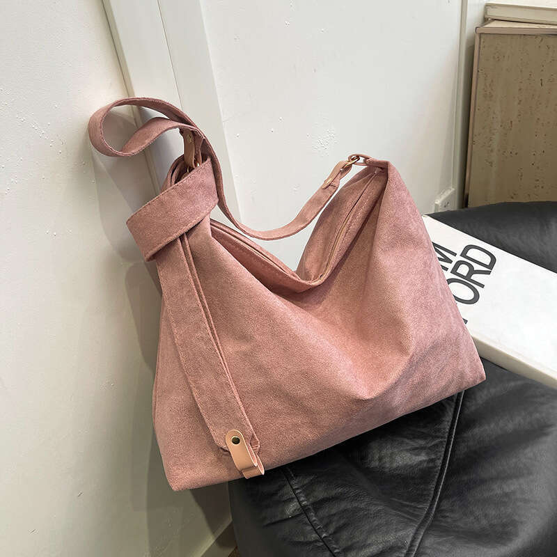 2024 New Fashion Versatile Single Shoulder Tote Relaxed Large Capacity Lazy Style Suede Pillow Bag