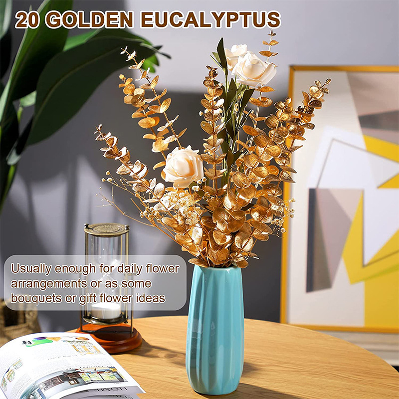 10pcs Eucalyptus Stems Artificial Eucalyptus Leaves for Home Flowers Bouquet Centerpiece Wedding Decoration Christmas Decor Wholesale artificial flowe