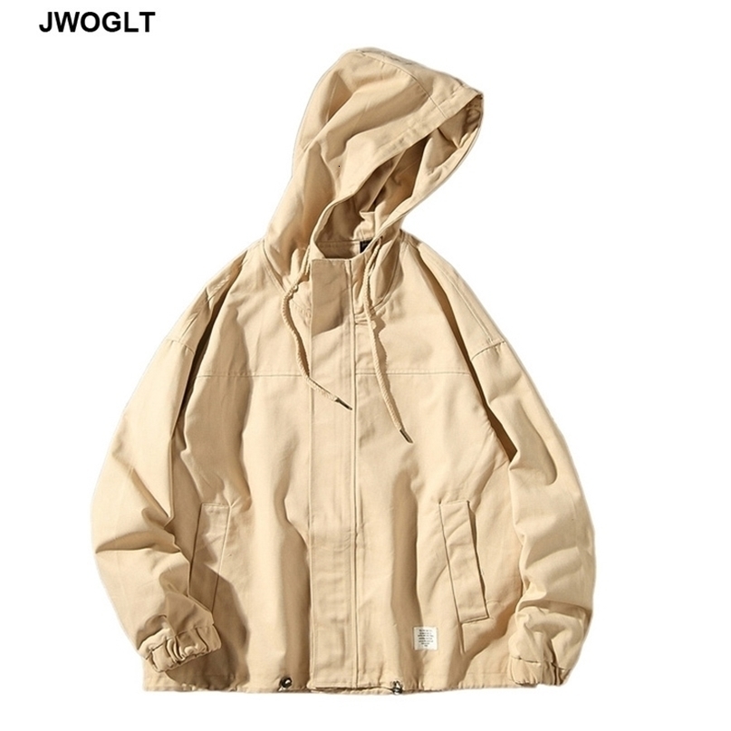 Autumn Fashion Mens Casual Jacket Loose Hooded Outerwear Windbreaker Cotton Zipper Black Khaki Army green Coats 4XL 5XL 210412