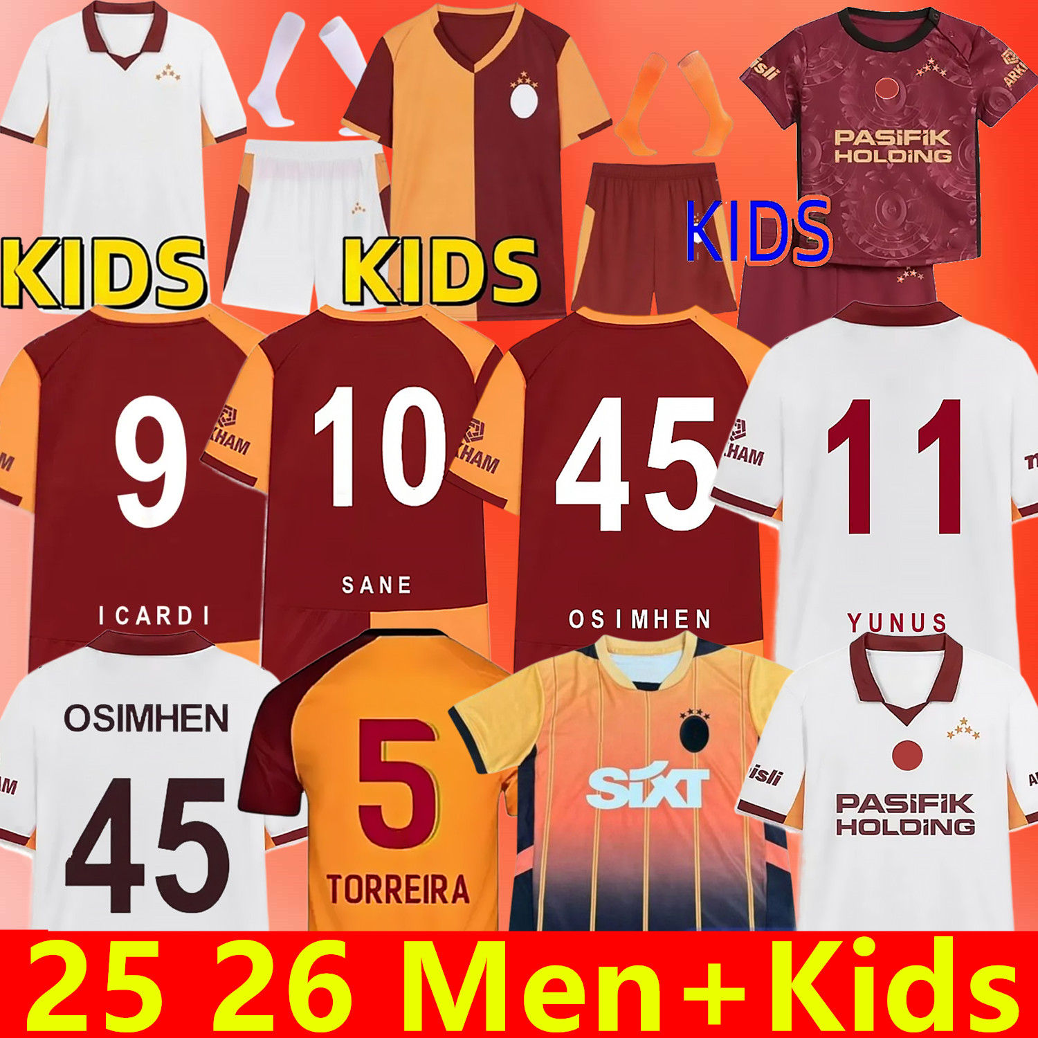 2025 2026 Soccer Jerseys Players fans OSIMHEN SANA ICARDI ZANIOLI BAKAMBU MERTENS ZAHA AKGUN AKTURKOGLU 100th Anniversary 25 26 men kids kit Football Shirt
