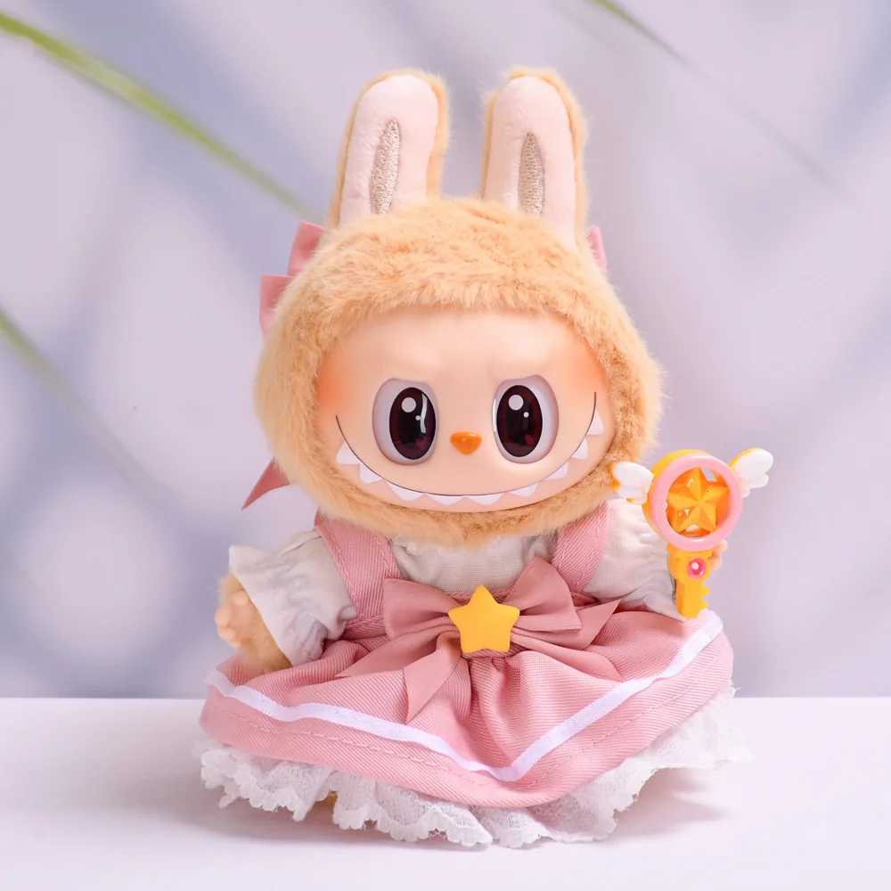 Doll Clothes For 1517cm Labubu Plush Doll Cosplay Kawaii Sakura Skirt Magic Wand Headwear Shirt 4PCSPack Anime Peripheral Gift C250924