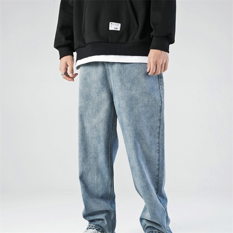 Men's Jeans Spring and Autumn Simple Solid Color Jeans Men Washed Loose Straight Pants 230329