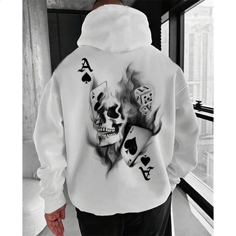 Long sleeved casual printed mens hooded sweater wool warm mens sweater loose Y2K street fashion zipper clothing 240927