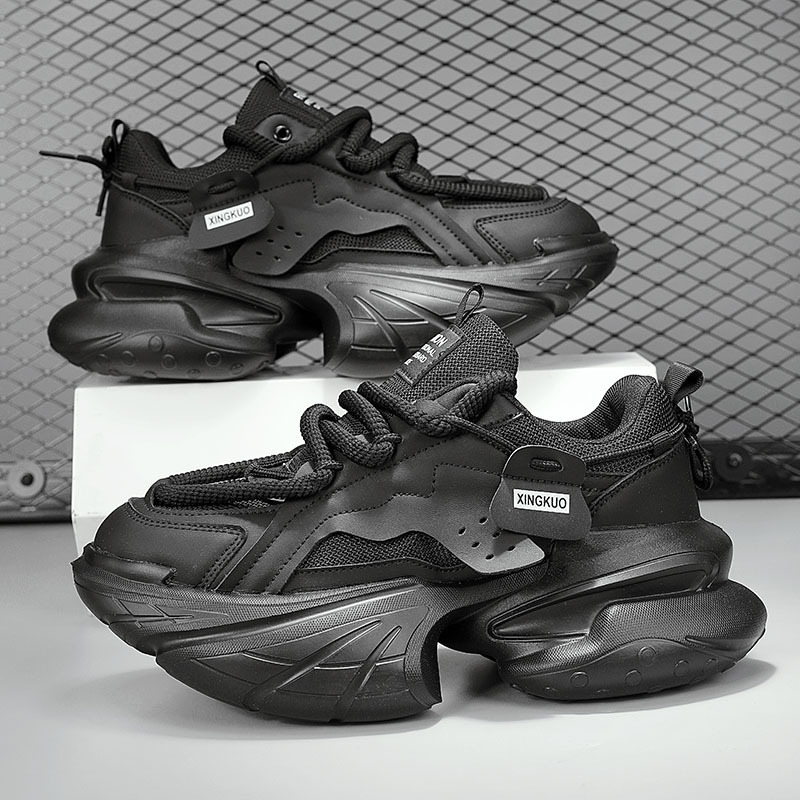 Designer shoes free shipping Hot trendy men's shoes breathable and casual thick soled height increasing sports shoes black red green brown