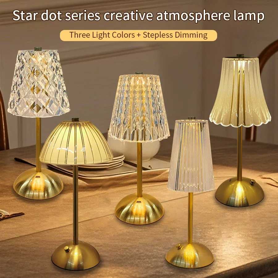 Crystal LED Table Lamp Touch Sensor Desktop Night Light Rechargeable Reading Lamp for Bedroom Bedside Hotel Bar Decor Dimmable C251115