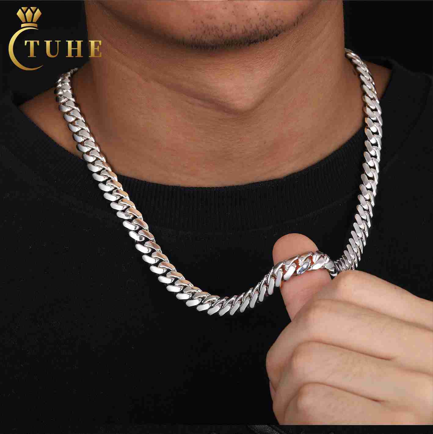 Classic Handmade Miami Cuban Link Chain Hip Hop Jewelry 610mm Customized Trend 925 Sterling Silver Cadenas Cubanas Fashion Men Necklace