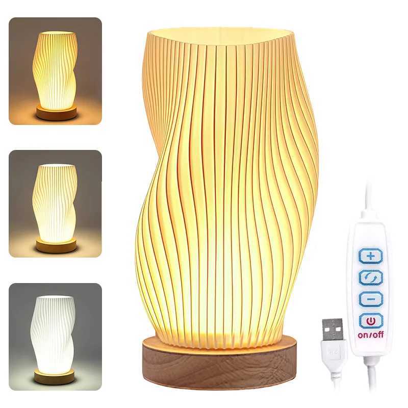 Creative CreamStyle Bedside Lamp ButtonControlled Bedroom Table Lamp Dimmable Bedside Lamp with PLA Lampshade C251115