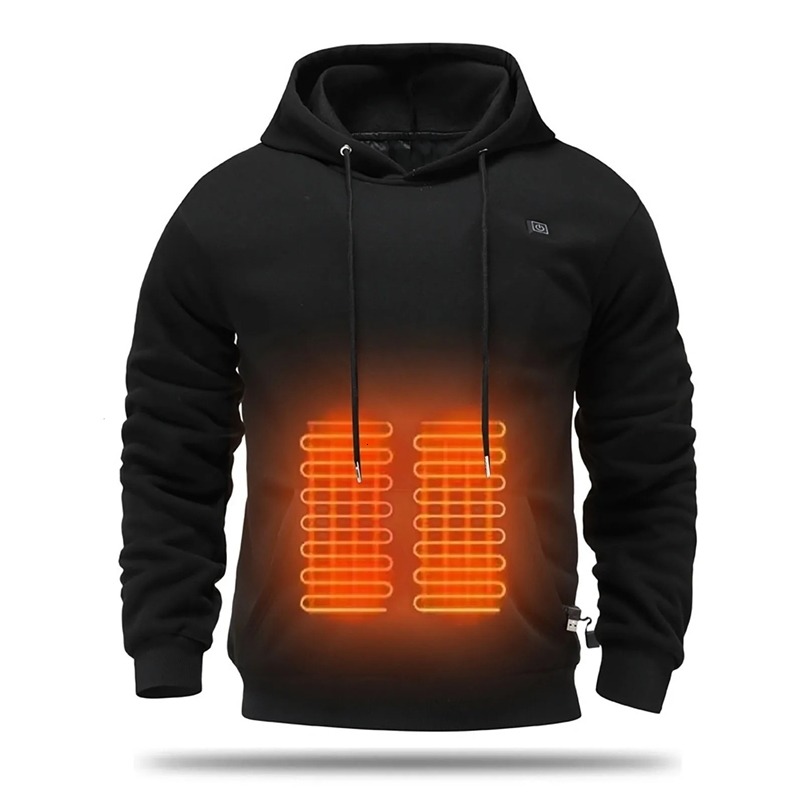 Thicken Warm Heated Hoodies Unisex Heating Sweatshirt Pullover Lightweight Warm Usb Electric Outdoor Winter Jackets Men Sweater 241214