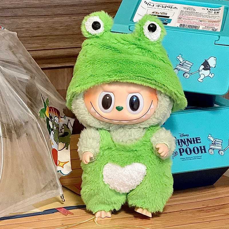Doll Clothes 1517CM LABUBU Macaron Frog Set Jumpsuit Kawaii Fisherman Hat 2PCSPack Plush Cotton Doll Dress Up Game Decoration C250924