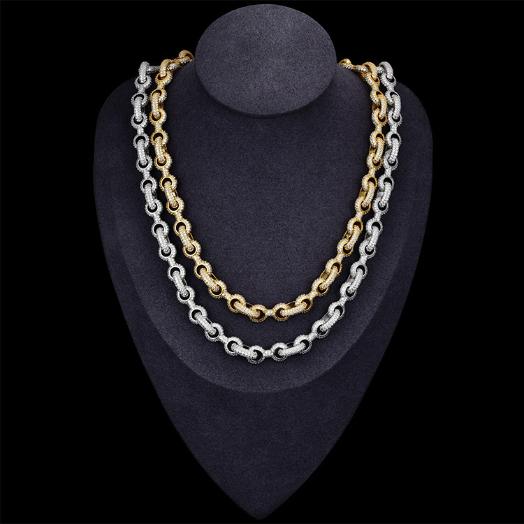 JWY Customized Trend Brass Cross Buckle Iced Out Moissanite Diamond Hip Hop Jewelry Mens Cuban Link Chain Necklace Fashion Accessory