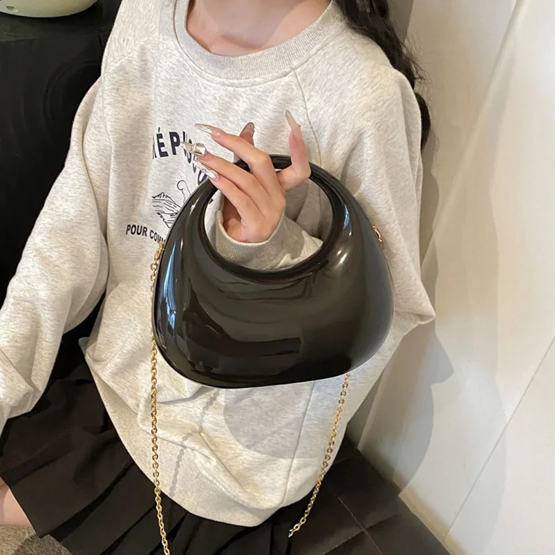 Acrylic Evening Handbag Y2k Tote Hobo Bag with Detachable Chain Strap Shoulder Moon Shape for Women Wedding Cocktail Party 240729