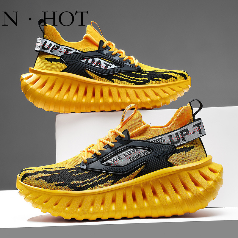 NHOT Designer Luxury Fashion New Flyknit Breathable Lightweight Running Shoes Anti Slip Men's Outdoor Sports Shoes Casual Thick Soled Height Incr