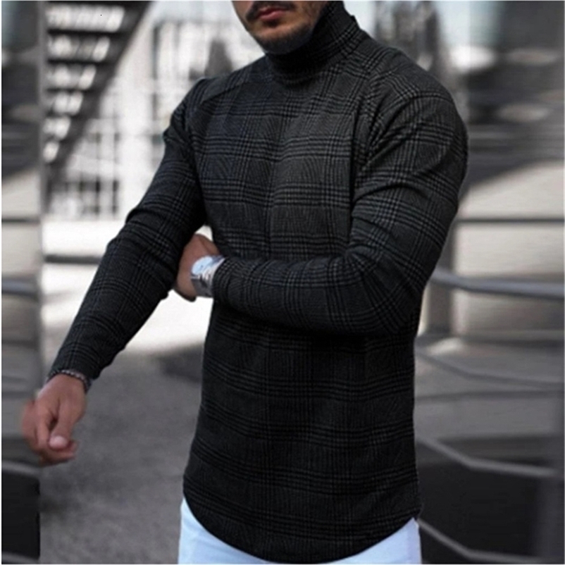 Autumn Spring Turtleneck Pullover Cotton Patchwork Long Sleeve No Yq Slim Fit Clothes Knitted Casual Male Sweater Drop 201224