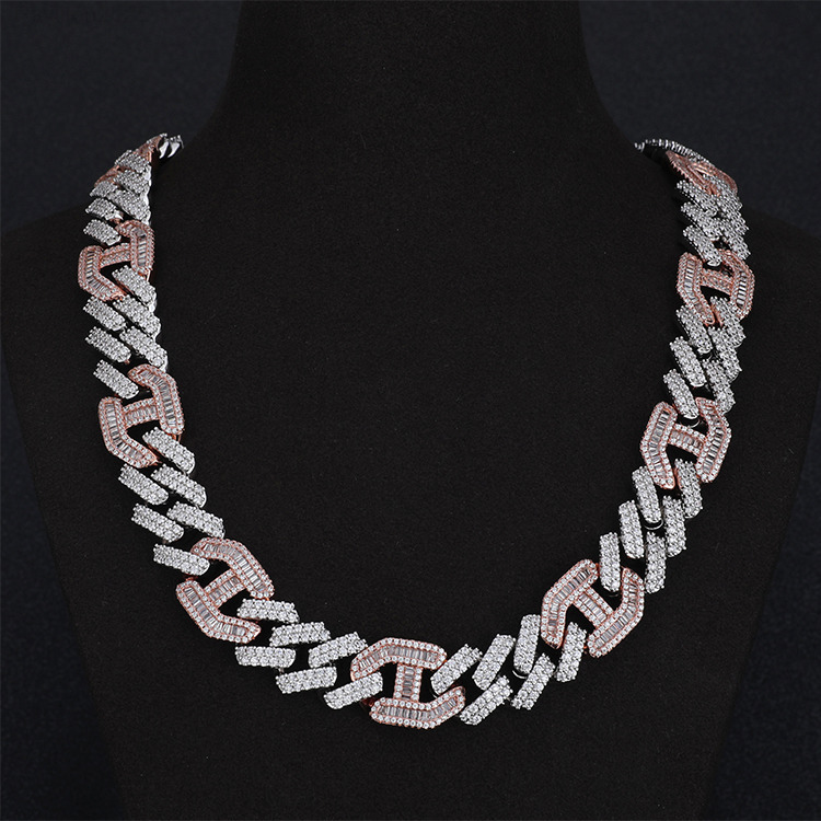 Iced Out Cuban Link Chain for Men Hip Hop Pig Nose Necklace Bracelet TwoTone Miami Cuban Coffee Bean Chain Necklace for Women