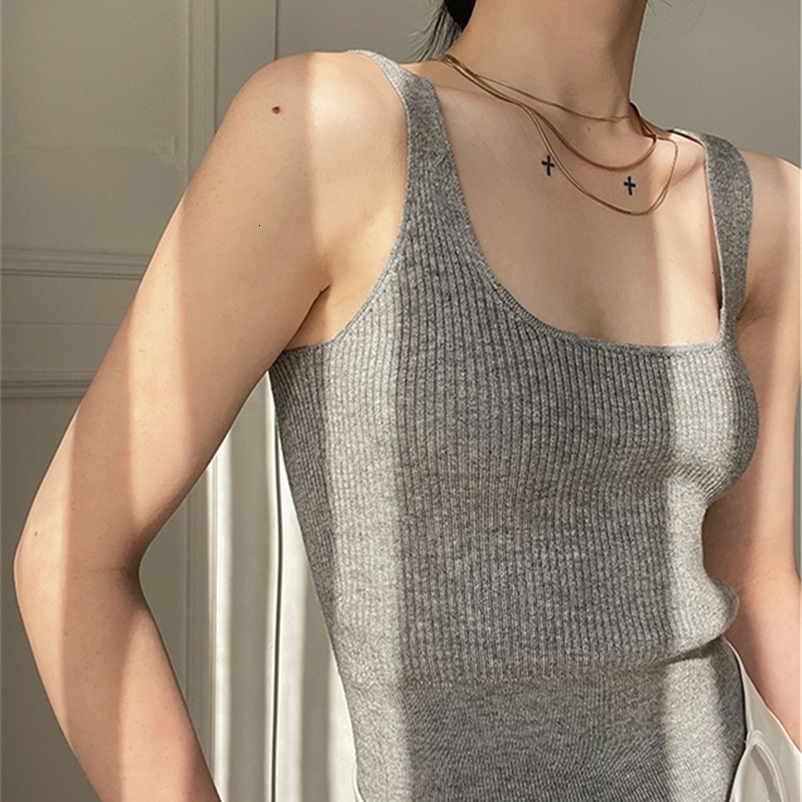 Camisoles Tanks Camisole Women Summer New Sleeveless Elegant Fashion Ladies Korean Pullovers Slim Knitted Vests Female Skinny Tank Tops 230420