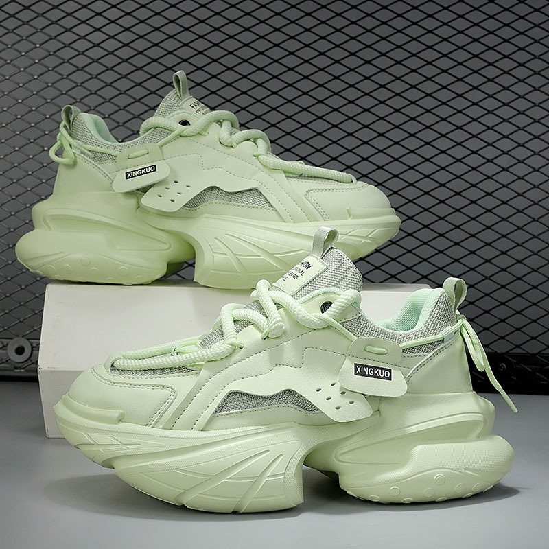 Designer shoes free shipping Hot trendy men's shoes breathable and casual thick soled height increasing sports shoes black red green brown