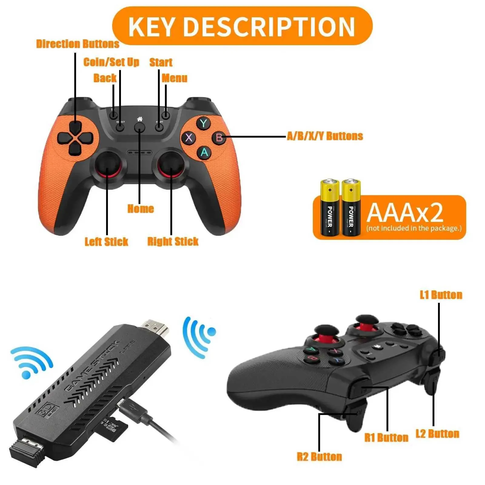 X2 Ultra Video Console 2.4G Double Wireless Controller Game Stick 4K HD Output TV 3D Retro 40 Emulators 128G 40000+ 256GB 60000+ Games For PSP/PS1/N64