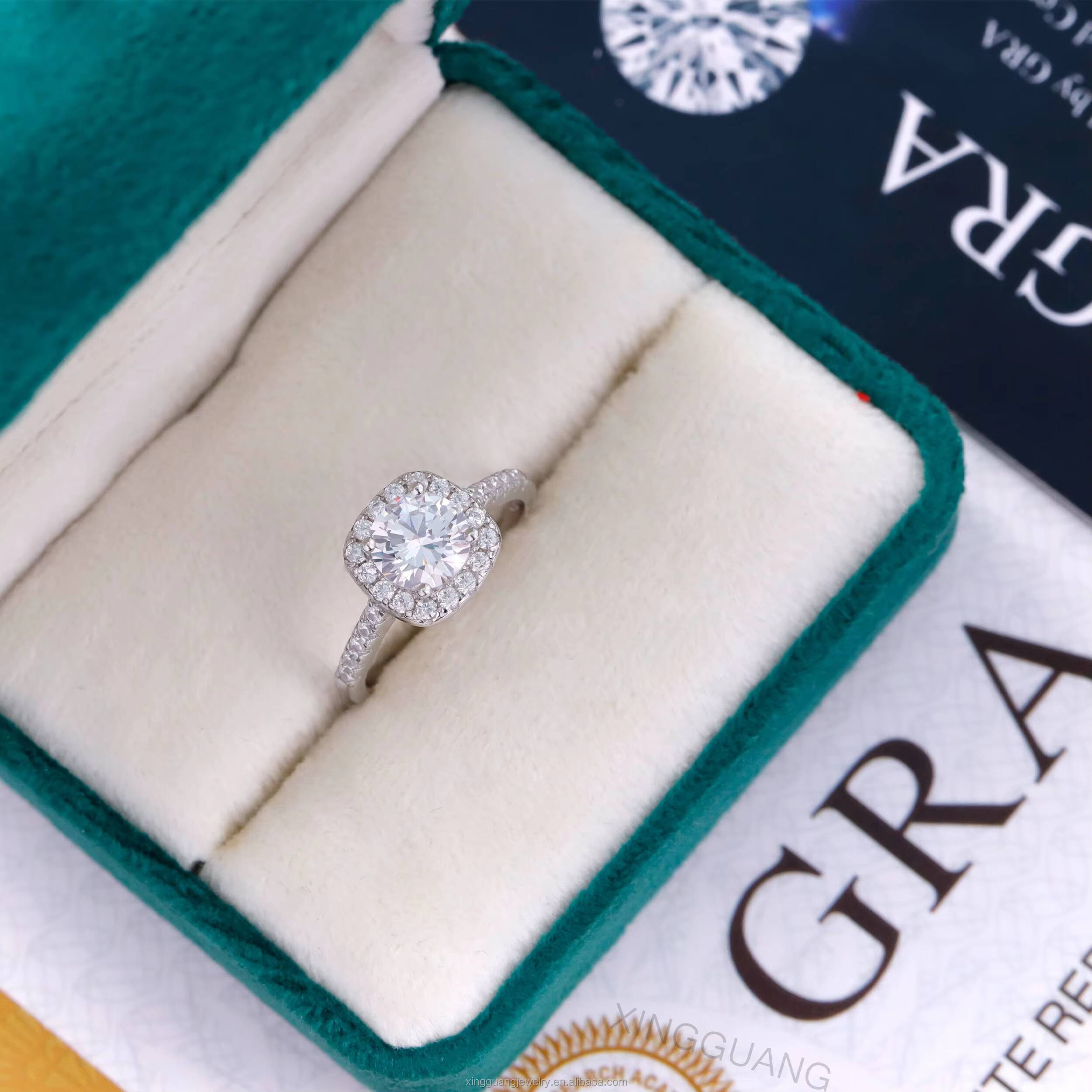 High End 10CT Brilliant Round GRA Moissanite Halo Style 14K 18K White Gold Solid Gold Ring Women Wedding Engagement Jewelry