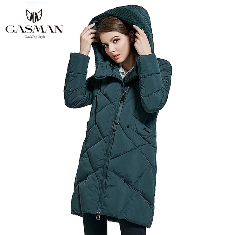 GASMAN Women's Hooded Warm Jacket Winter Long Fashion Coat Hooded Warm Parkas Pluse Size Female Winter Collection 1902 201125
