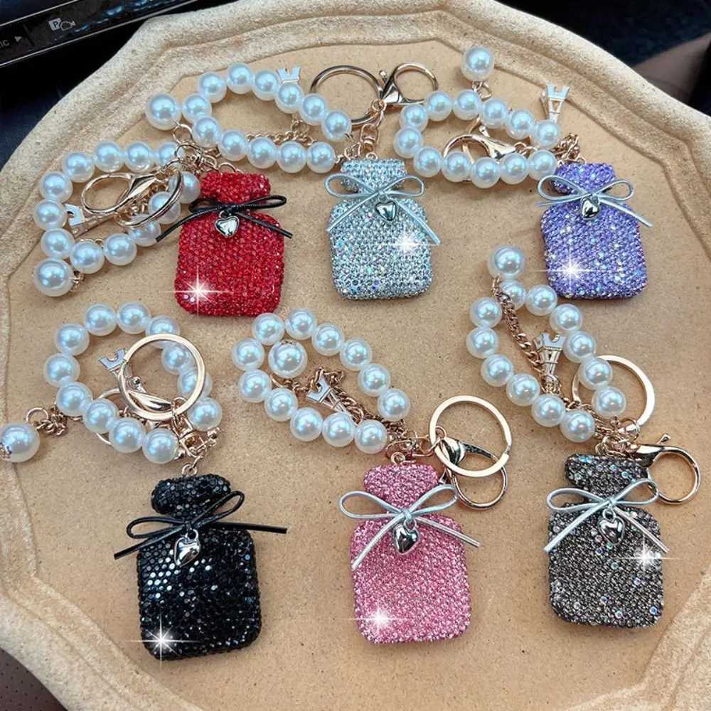 Fashion Bow Knot Shape Keychain Pearls Rhinestone Inlaid Rhinestone Keyring Tassel Cute Shape Keyring Personal Use1 D250925