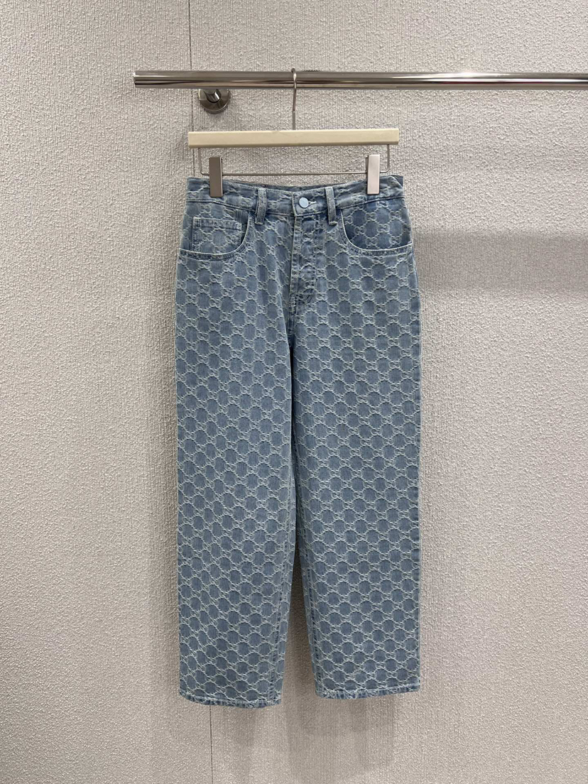 Small Straight Jeans Female Spring 2025 New Design Sense High Waist Slim Embroidered Narrow Wide-leg Pants Tide Z260313