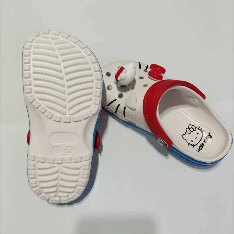 Sanrio In Stock Hello Kitty Hole Sandals Slippers Sandals Kawaii Eva Anime Home Beach Shoes Summer Slippers Adult Kids Gift L250924