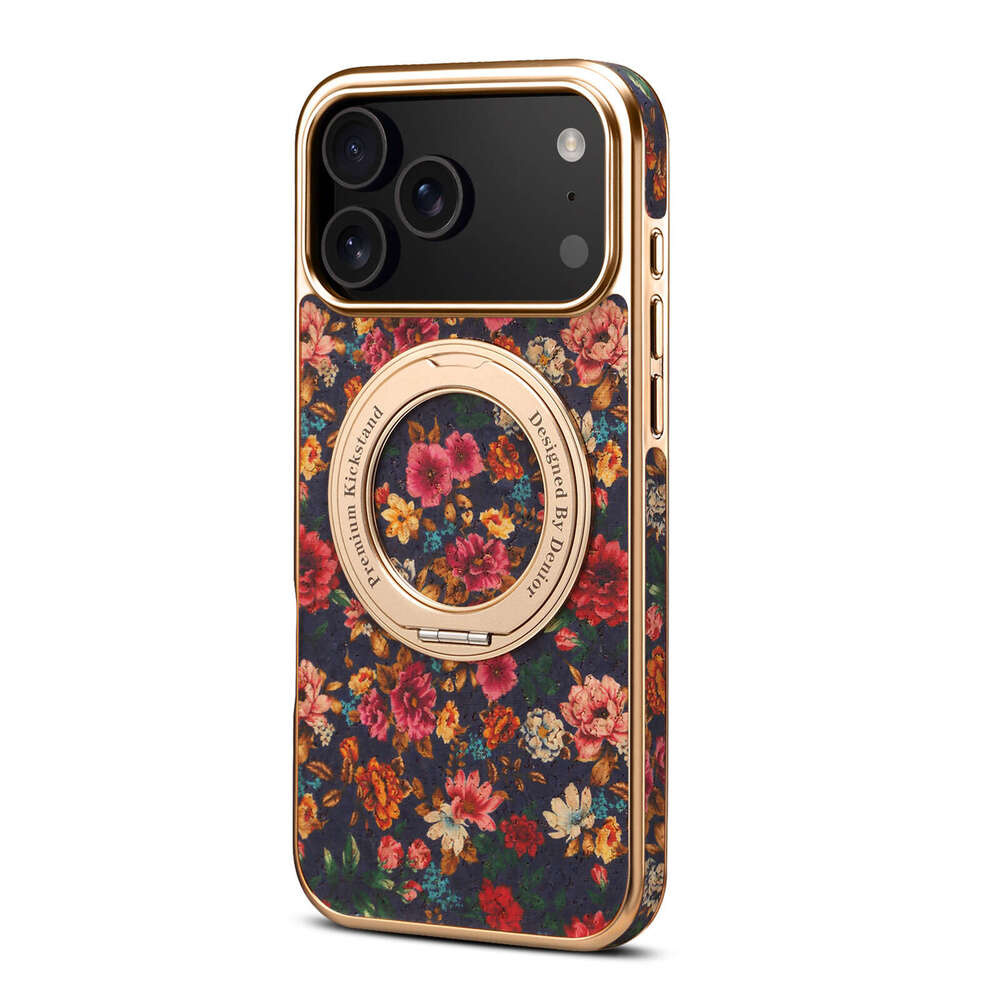 Phone Case Denior Flower Language Gear Electroplated Magnetic Leather Stand For Apple Iphone 17 Pro Max Air