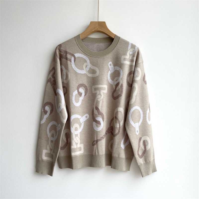 Women's Sweaters designer Ring Buckle Round Neck Pullover Wool Sweater for Women, Long Sleeve, Soft Knitted Top, Elegant Autumn Winter New Style X15S