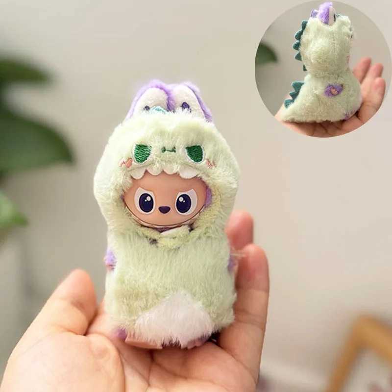 Clothes For 10cm 4th Gen Labubu 40 Charm Doll Outfit Heart Code Series Cute Furry Dinosaur Baby Onesie Set C250924