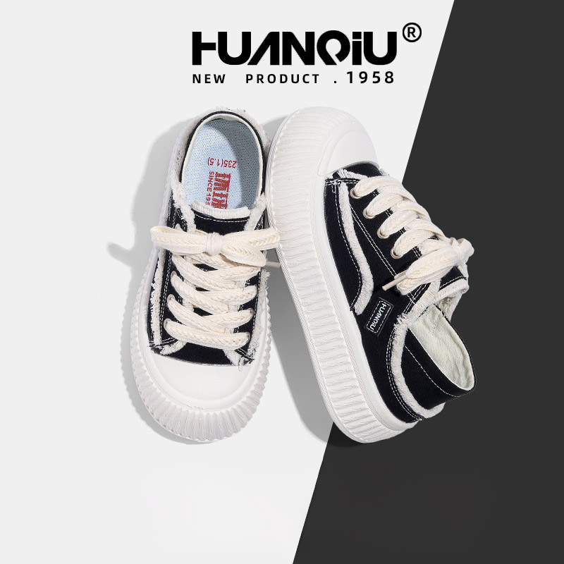 HUAN QIU Free shipping Designer Casual Shoes Thick soled canvas shoes women versatile thick soled height increasing board shoes fashion outdoor