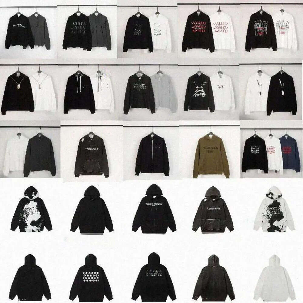 Designer Maisons Margeila Hoodie Men Vintage Zipper Sweater Masion Margela Number Mm6 Inverted Letter Graphic Pullover Fashion Hip Hop Street Washed Sweatshirt