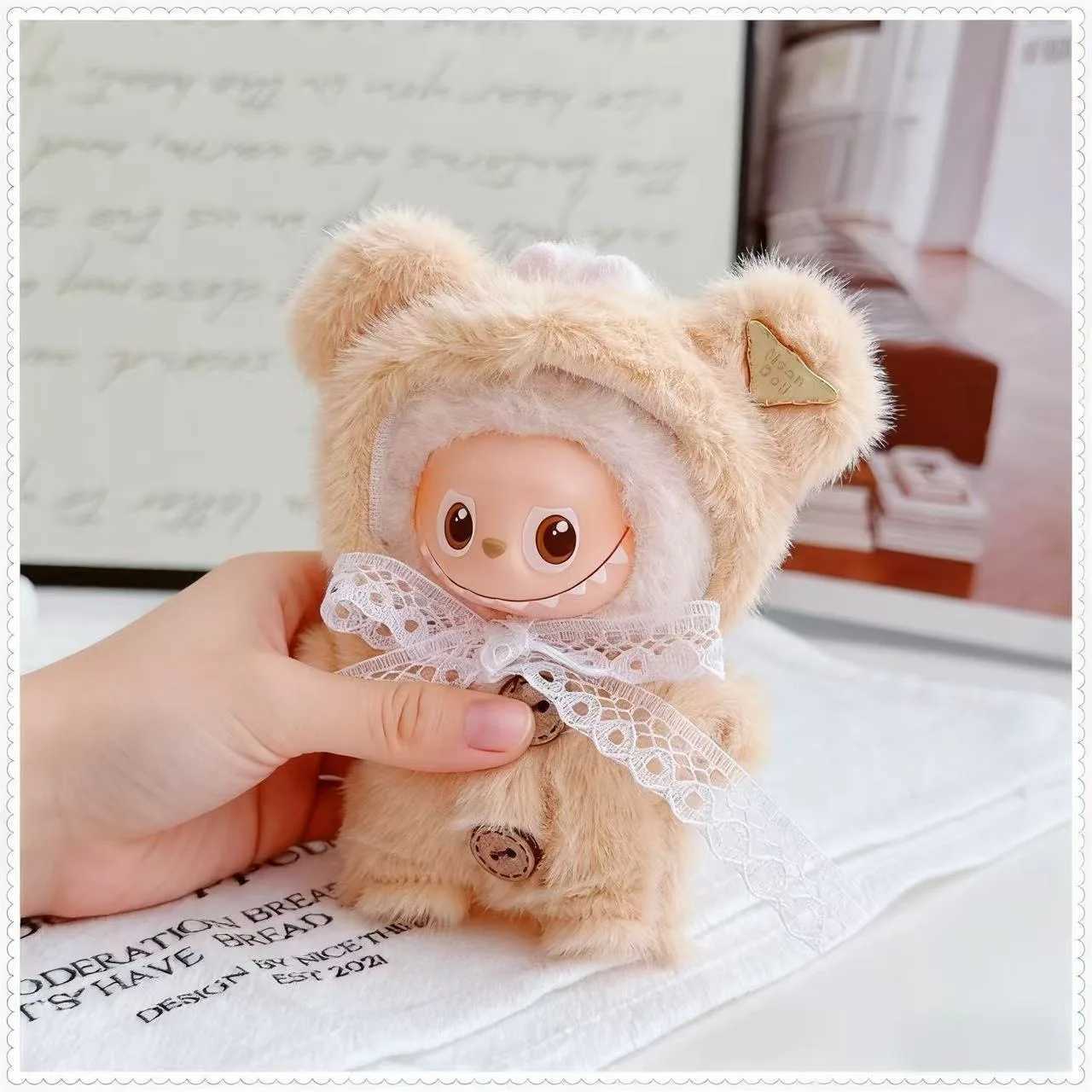 10cm Mini Labubu 40 Doll Clothes 4thGen Cute Furry Bearthemed Onesie Accessories for Mini Labubu C250924