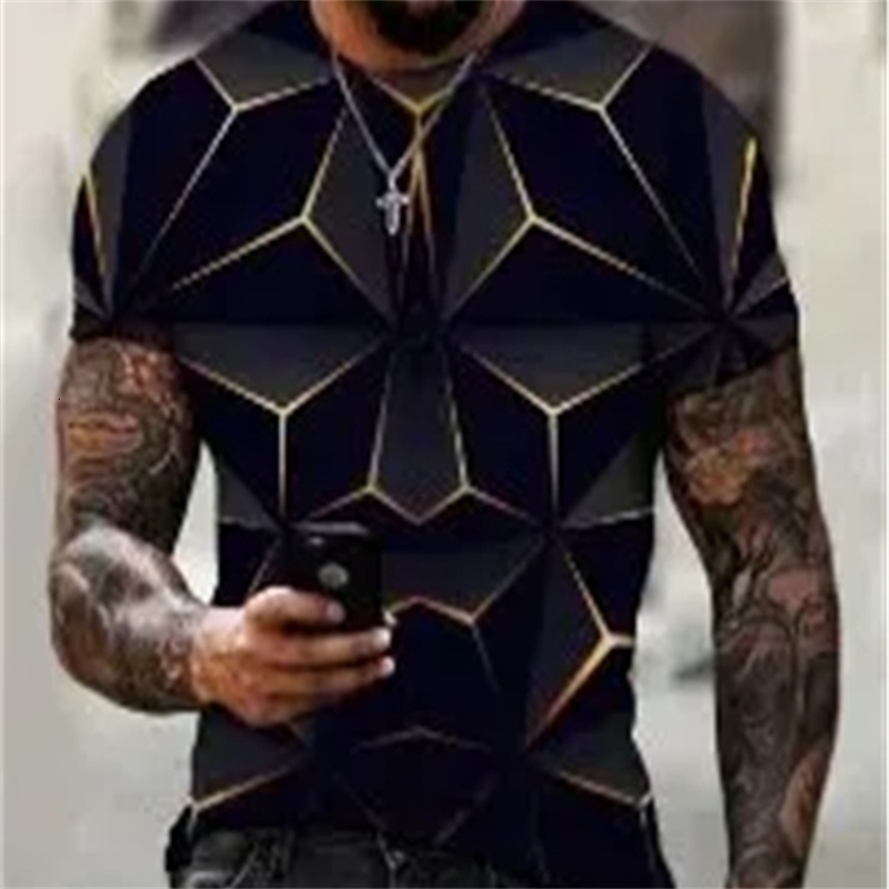 trend fashion hip-hop Harajuku Street 3D diamond print pattern mens summer casual sportswear top short sleeved T-shirt 250423