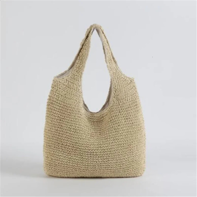 Summer Straw Bag For Women Woven Handmade Handbag Large Capacity Lady Tote Vacation Beach Rattan Shoulder Bolsa 240723