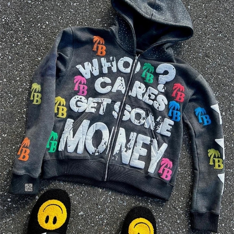 American Street Hip-hop Oversized Letter Pattern Hooded Sweatshirt for Womens Retro Harajuku Gothic Retro Casual Y2K Top 240717