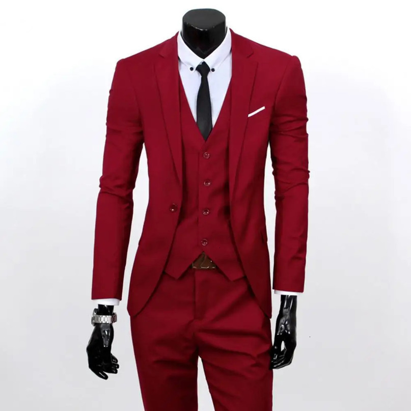 3 PcsSet Business Blazer Vest Pants Suit M 4XL Slim Fit Solid Color Men Formal Male Wedding Set trajes de hombre 240412