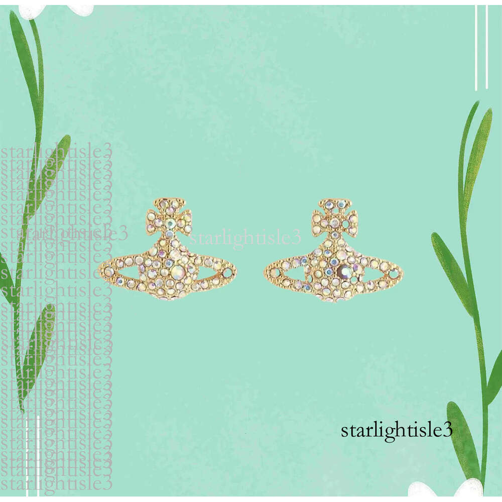 Weste Necklace Jewelery Designer Jewelery High Version Same Saturn Full Diamond Jewelry Celebrity Viviane West Wood Earring West Wood Jewelery 697